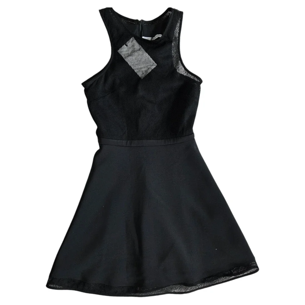NWT Camilla and Marc Black Dress A-Line Mini Size 2 Scuba Net Top Night Out - Picture 15 of 16